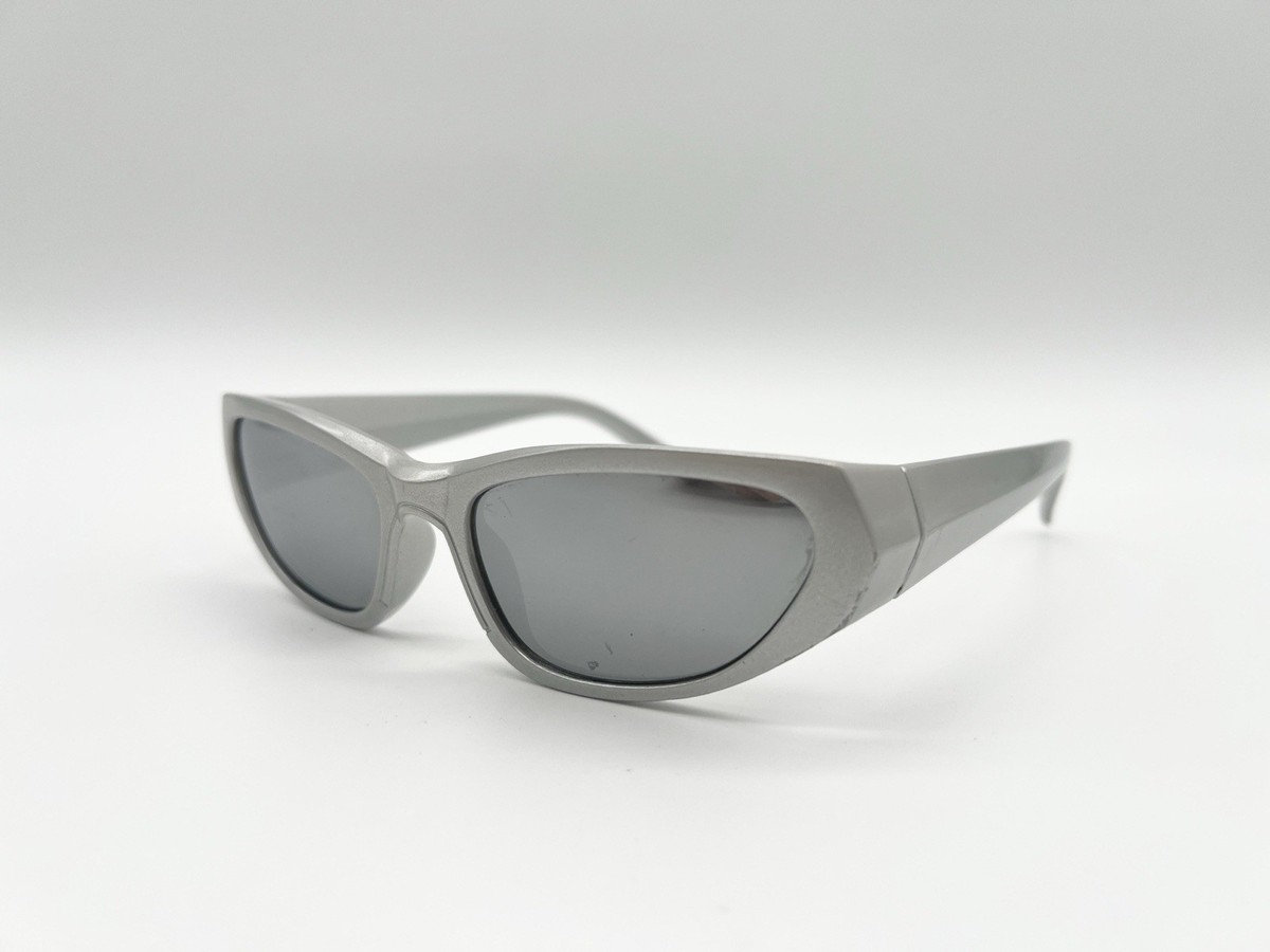 Vintage Y2K Silver Surfer Wrap Around Sunglasses Mirrored Gray | eBay