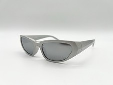 Vintage Y2K Silver Wrap Around Sunglasses Mirror Lens Futuristic Style