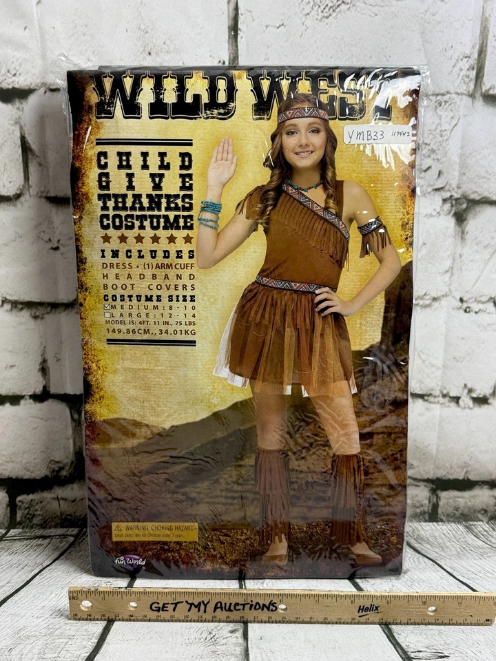 Disfraz de indio nativo americano del salvaje oeste occidental para niña talla MEDIANA 8-10 Foto 3 de 4