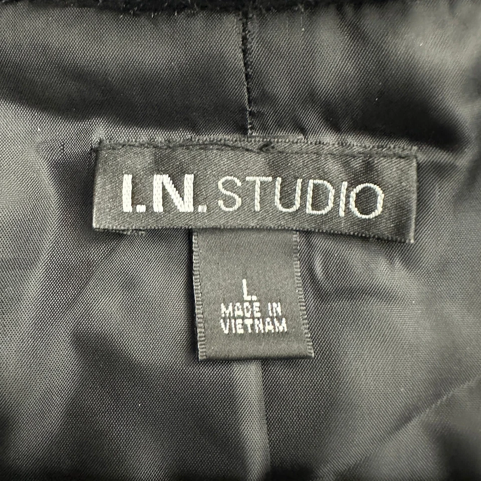 Chaqueta bolero de piel sintética para mujer IN Studio talla L negra lentejuelas caprichosas noche Foto 4 de 4