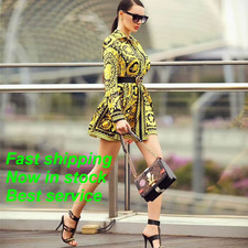 New Women Luxury Fashion Boho Vintage Loose Long Sleeve Party Sexy Mini Dress