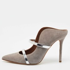 Malone Souliers Maureen Size 36.5 GreySilver Leather and Suede Pumps