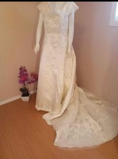 Michelangelo Tag Size 18 Wedding Gown Off Shoulder Cathedral Train Bust 38"