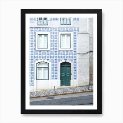 Portugiesische Fliese Eleganz Lissabon Hou gerahmtes Wandbild Poster Leinwanddruck Bild