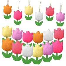 18 Pcs Spring Tree Ornaments Felt Tulip Flowers Hanging Ornaments 6 Casual
