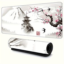 40 90cm Mount Fuji And Cherry Blossom Mouse Pad - Features a Non-Slip Rubber Bas