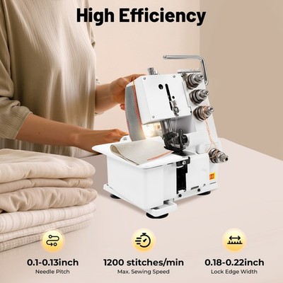 Professional 4 Thread Serger Overlock Sewing Machine 4-Line w/ Foot Controller