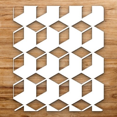 Geometric Cube PR Large Reusable Wall Stencil For Painting DIY Home Decor Templa