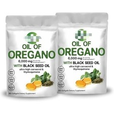  Pack of 2  Oil of Oregano Softgels with Black Seed Oil - 6000mg Oregano Oil