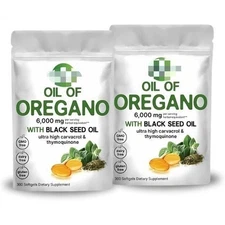 ( Pack of 2 ) Oil of Oregano Softgels with Black Seed Oil - 6000mg Oregano Oil