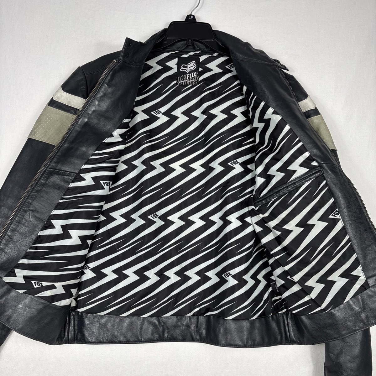 Vintage Fox Racing Leather Jacket Men's M Gray Motocross Moto Full