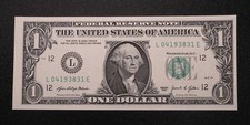 $1 Dollar Miscut Misaligned Error Uncirculated Bill