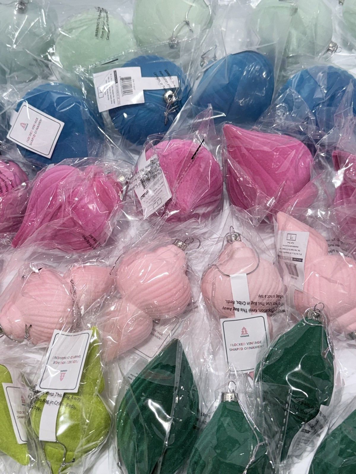 Lot Of 50 Flocked Vintage Shaped Mixed Color Christmas Tree Ornaments Target