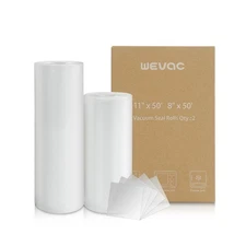 Vacuum Sealer Bags 8x50, 11x50 Rolls 2 pack for Food Saver, Seal a Meal, West...