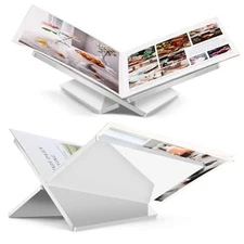 Acrylic Book Stand Acrylic Book Holder, 12.5" x 9.5" x 5.7", Open Large White