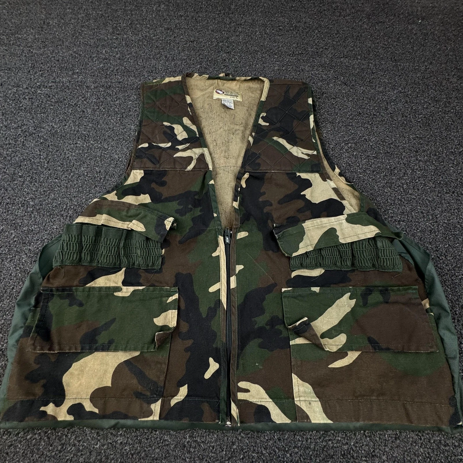Sports Afield Hunting Vest Mens Large Camouflage Camo Shooting Pockets Outdoor