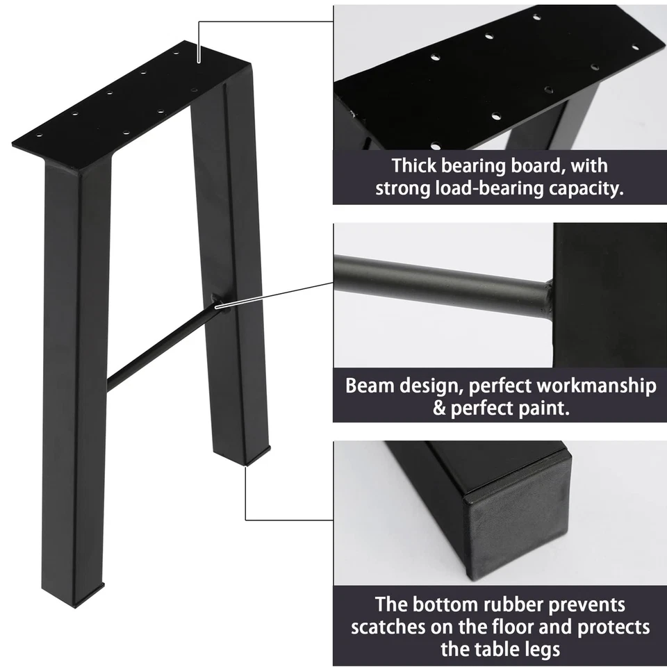 22件黑色工业桌腿金属长凳咖啡桌椅腿2件套 — 第 4/4 张图片