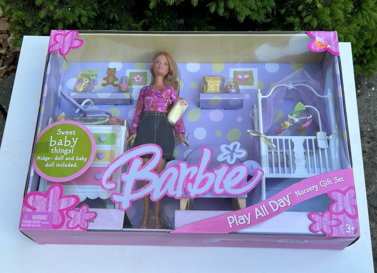 Vintage and unopened Barbie Play All Day Nursery Giftset, Midge