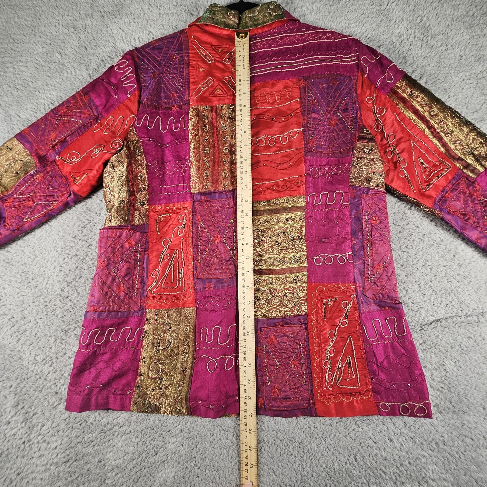 Chico's Patchwork Jacket Womens 2 Embellished Lin… - image 6