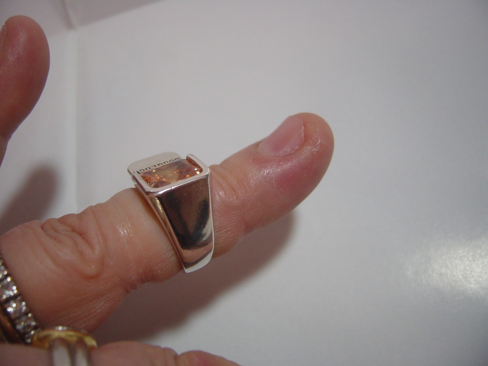 vintage Solid Silver Ring -GOOD LUCK Sparkling Cu… - image 7