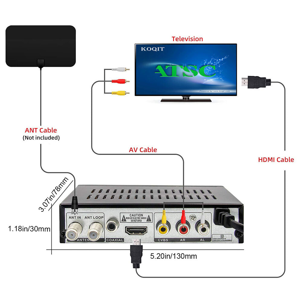 Digital Converter Box for TV DVR Recorder atsc live Tv Tuner HD Antenna
