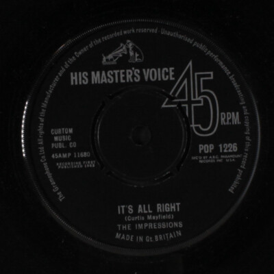 IMPRESSIONS: it's all right / you'll want me back HIS MASTER'S VOICE 7'' Single
