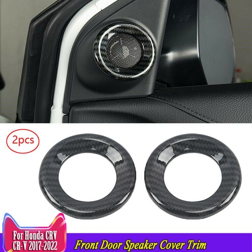 2PC Carbon fiber look Front Door Speaker Cover Trim FOR HONDA CR-V CRV 2017-2021 - Picture 1 of 10