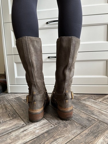PRADA BIKER Cowboy Damen Leder Wildleder Stiefel Größe 36 BRAUN - Bild 6 von 20