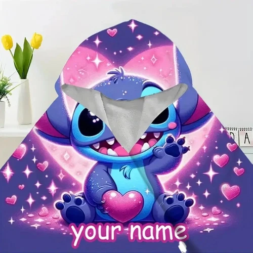 Personalized Lilo & Stitch Hooded Blanket