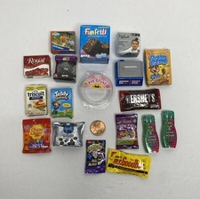 VTG Lot of 18 Pc Miniature Dollhouse Paper Food Groceries Boxes Toys Candy More