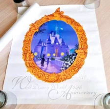 WDW 25 ANNIVERARY LITHOGRAPH CASTLE POSTER - EMBOSSED - NEW