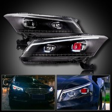 2* LED Headlights Demon Eyes For 2008-2012 Honda Accord W/ Sequential Front Lamp