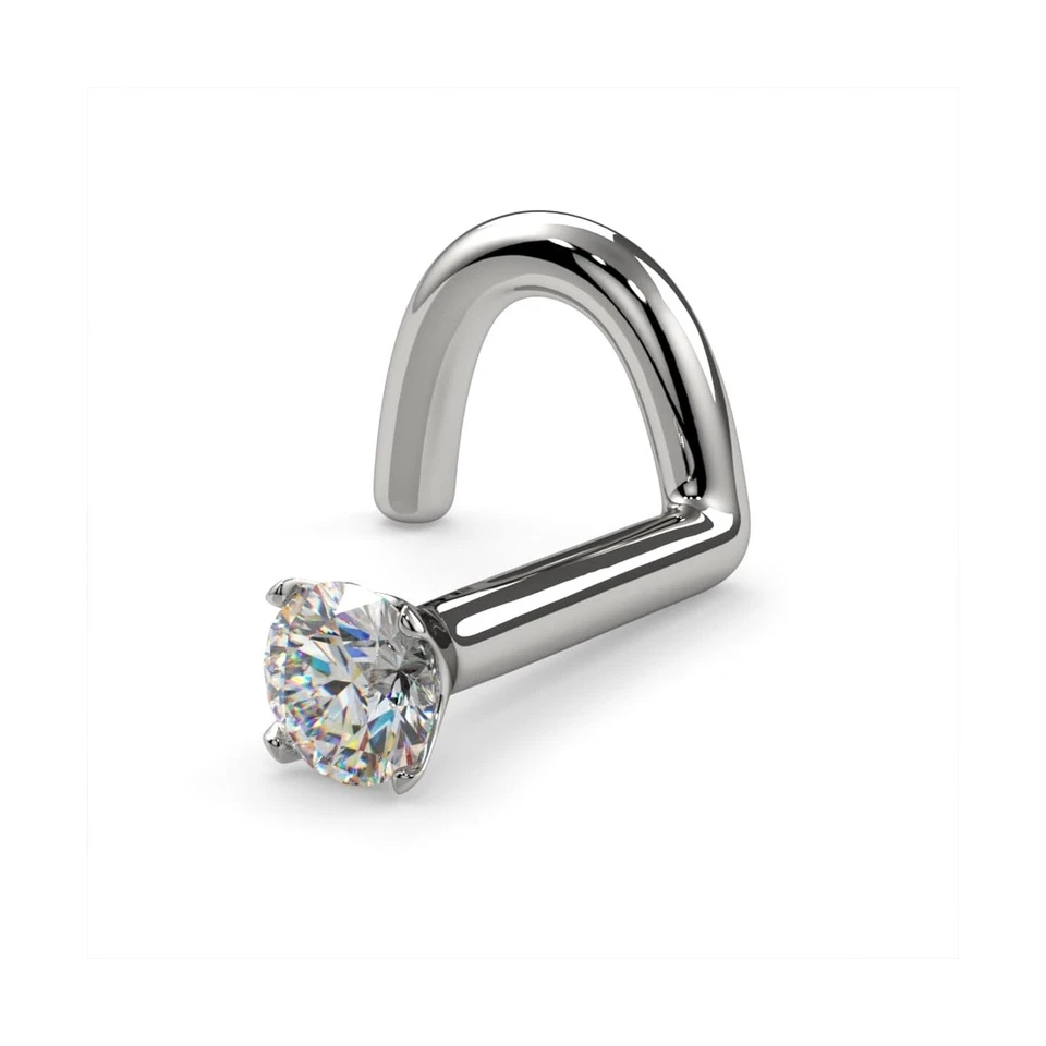 Anillo nariz diamantes oro blanco 14K FreshTrends® | Hecho en EE. UU. | Tachuela nariz oro - Foto 2 de 4