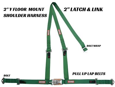 JEEP LATCH & LINK Y RACING HARNESS 3 POINT SEAT BELT GREEN RACERDIRECT
