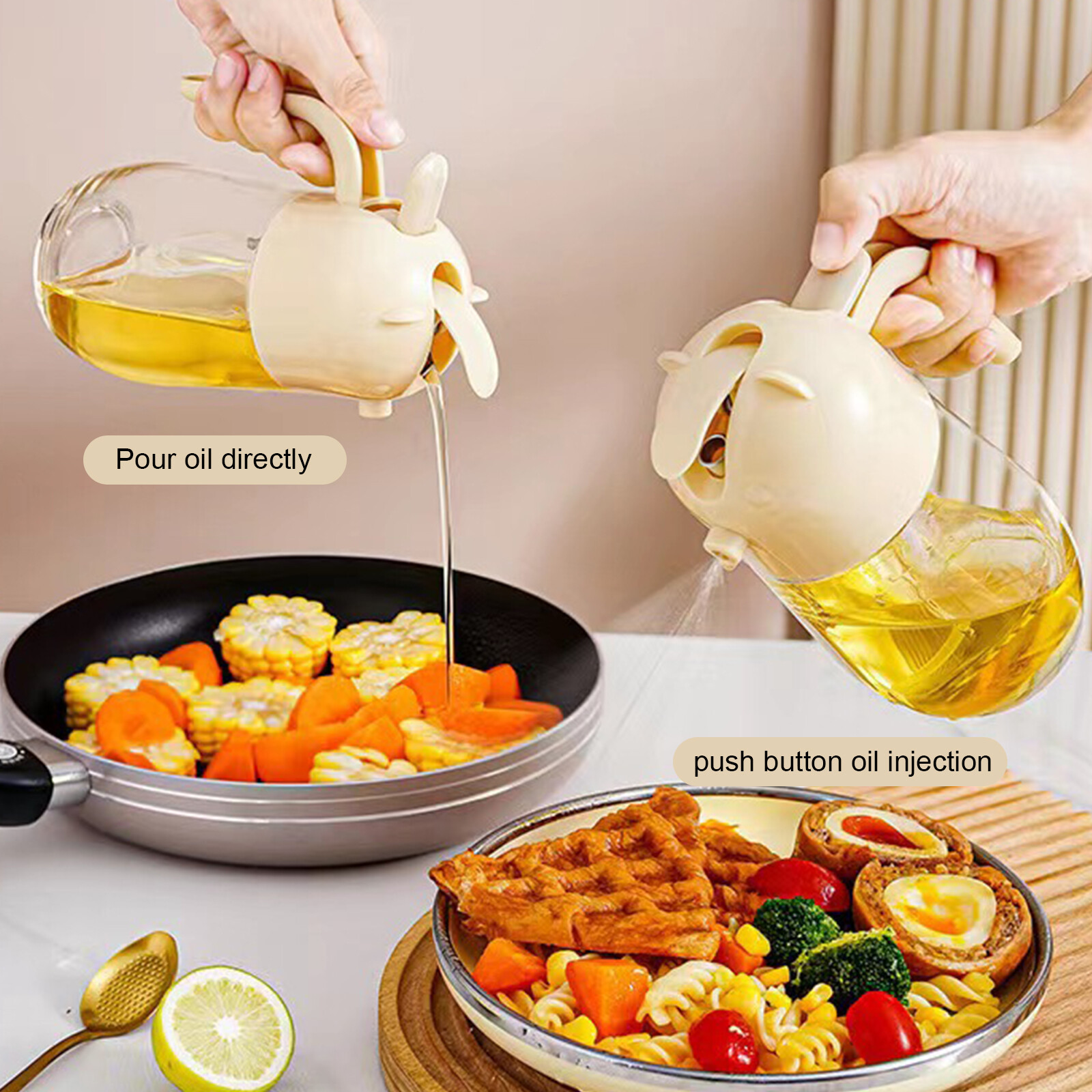 New 2 In 1 Spray Bottle Kitchen Cooking Oil Dispenser DualPurpose