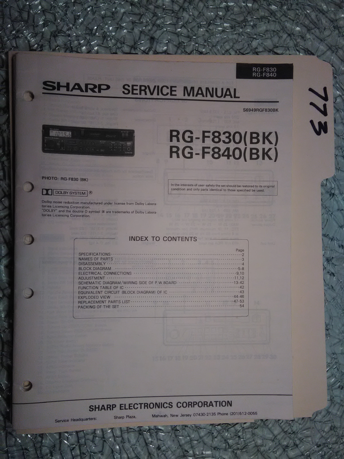 Sharp rg-f830 f840 service manual original repair book stereo car radio ...