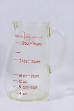 Vtg 1950's Glasco Baby Belly Measuring Glass Pitcher  4 Cups /One Quart
