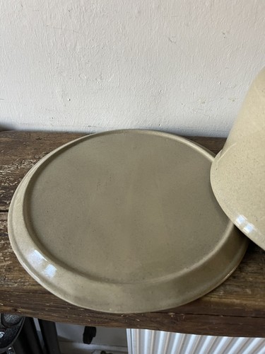 Vintage Moira Pottery Stoneware Farmhouse Cheese Tray With Dome Cover - Picture 7 of 7