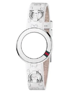 Bracelet et lunette de montre en cuir Gucci U Play blanc Guccissima 27 mm YFA50031