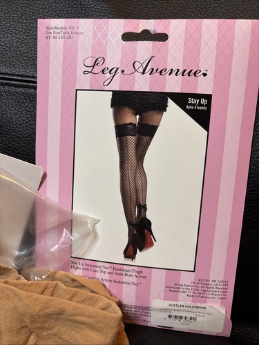 Nude Sheer Pantyhose Thigh Highs Black Fishnets 4pc Lot - Picture 2 of 7