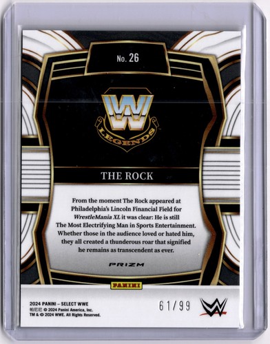 The Rock Dwayne Johnson 2024 Panini Select Phenomenon Red #176 Legends #61/99 - Picture 2 of 2