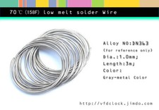 Special-70  158F low melt temperature solder wire,dia.1.0mm, 3 meter length