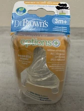 Dr. Brown's Wide-neck, Options+, Silicone Bottle Nipple, Level 2. 3m+, 2 in pack
