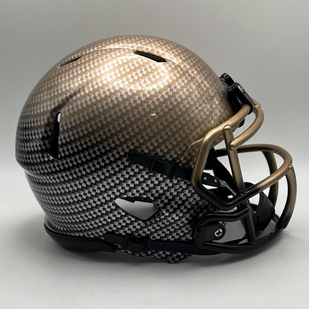 Black & Gold 2-Tone Hydro-Dipped Shell & Mask Mini Football