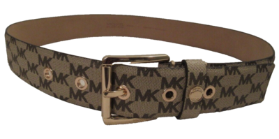 Michael Kors MK logo gray signature belt women L gold  display picture 3