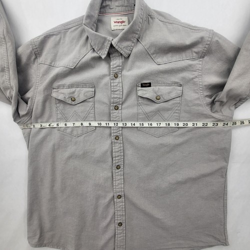 Wrangler Herren Langarm hellbraun Perlen Druckknopf Hemd Größe XL - Bild 7 von 8