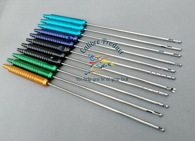 Liposuction Cannula Set Of 11 With Fixed Handle Plastic Surgery 4mm x 25cm