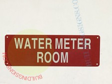 WATER METER ROOM SIGN 4x12, Red, Aluminum -REF24-1027