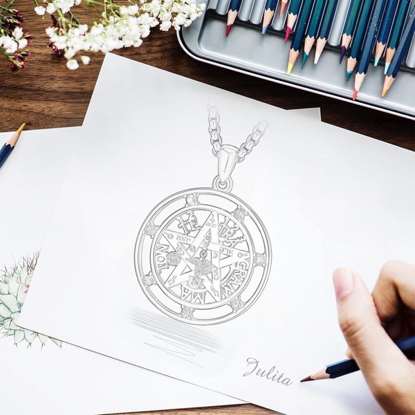 Alternate view of 18k Gold Plated Sterling Silver Pentagram Tetragrammaton Necklace For Women Men