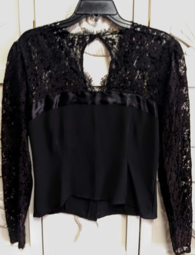 Anne Klein Women's Top Blouse Black Lace Size 6 Cu